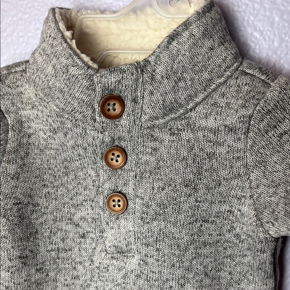 Carter's Gray Bunting One Piece with Mock Neck Henley Fleece Lined Collar
